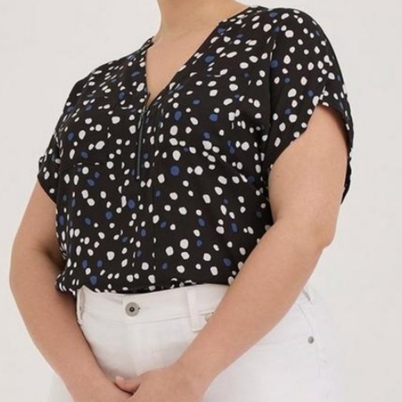 Torrid Office zip front dolman polka dota blouse size 0X - Picture 2 of 8